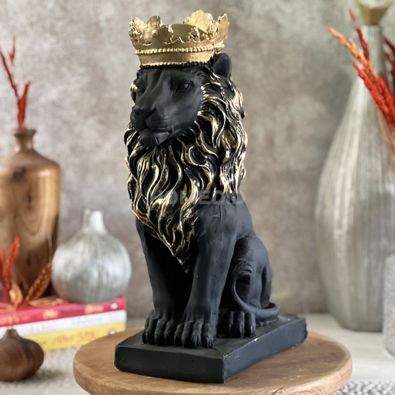 seated model crowned lion statue